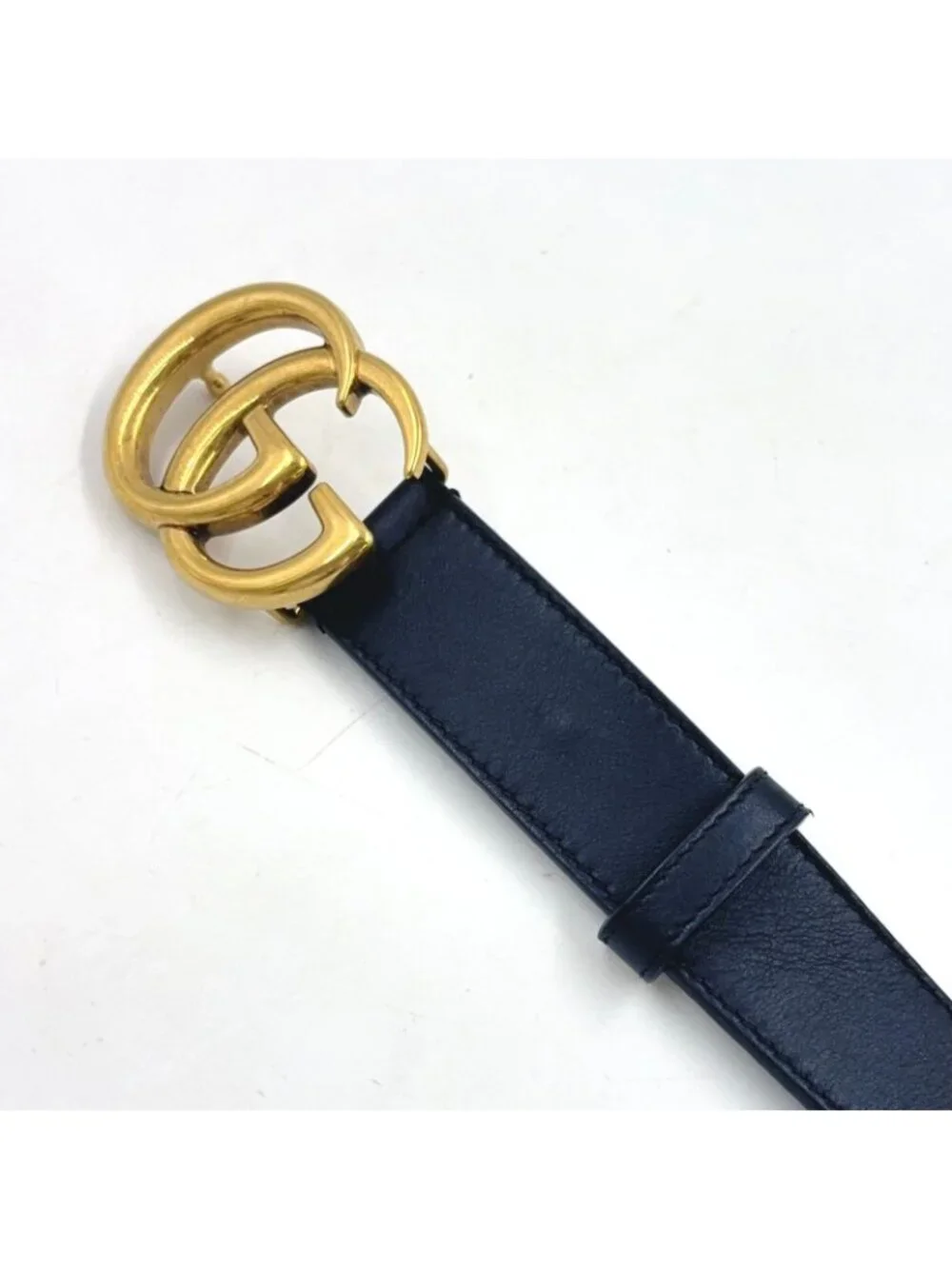 Gucci GG Marmont Leather Black Belt Gold